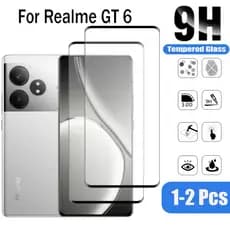 1-2 Pcs 9D Película de Vidro Realme GT 6 Protetor De Tela De Vidro Temperado Para Realme GT6 12 11 Pro Plus 5G