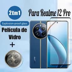 Película Realme 12 Pro 5G 2 Em 1 Protetor De Tela De Vidro Temperado Para 12 11 Plus 5G Filme E Lente De Câmera