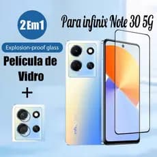 Película Protetoras de Vidro infinix Note 30 5G 2 Em 1 Protetor De Tela De Vidro Temperado Para infinix Note 40 Pro Plus 30 Pro 30i 4G 5G 9D Película de Vidro Filme E Lente De Câmera