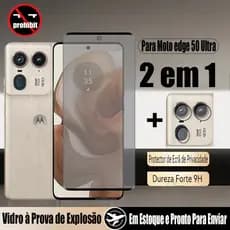 Película Anti Espião Moto Edge 50 Ultra 5G 2 Em 1 Protetor De Tela Anti-Espionagem De Vidro Temperado Para Motorola edge 50 Pro Fusion 5G 9D Película De Proteção Filme Com De Lente De Câmera