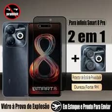 2 Em 1 Película de Privacidade Vidro Temperado Para infinix Smart 8 Pro HD Plus De Lente De Câmera