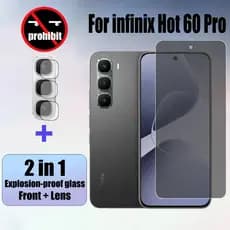 Protetor De Tela De Privacidade De Vidro Temperado Anti-Espião 2 Em 1 infinix Hot 60 Pro Para 60i 4G E Filme De Lente De