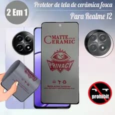 2 em 1 Película De Privacidade Fosca Cerâmica Para Realme 12 5G 11 12x 11x 5G Com Lente De Câmera
