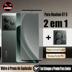 Película Fosca Anti Espião Realme GT 6 6 6T 2 Em 1 Protetor De Tela De Vidro Temperado Privacidade Para Realme GT6 12 11 Pro Plus 12x 11x 5G Filme E De Lente De Câmera