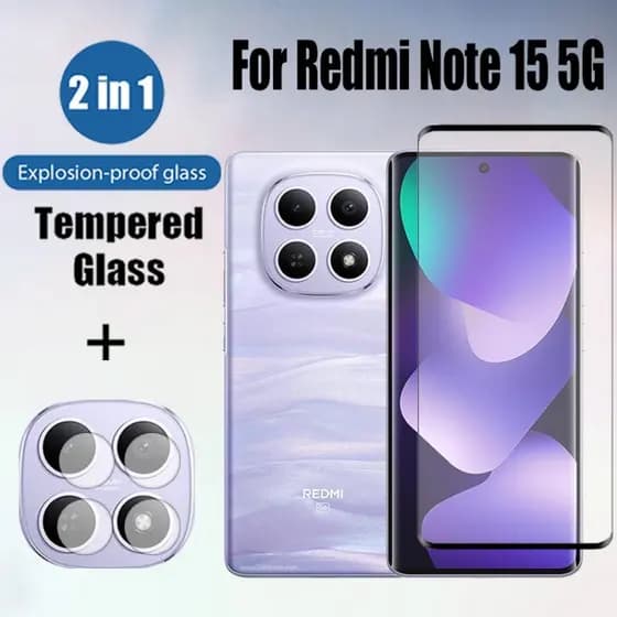 Redmi Note 15 5G 2 Em 1 HD Película De Vidro Temperado Para Xiaomi Pro+ 14 13 Pro Plus 5G Com Filme De Lente