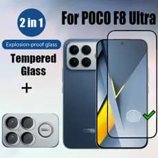 Protetor De Tela De Vidro Ultra Temperado 2 Em 1 POCO F8 Para Xiaomi C85 M7 F7 F6 C65 X6 M6 X5 Pro C75 C71 C61 4G 5G + F