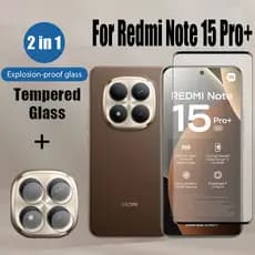 Protetor De Tela De Vidro Temperado 2 Em 1 HD Para Xiaomi Redmi Note 15 Pro + 14 13 Plus 5G Com Filme De Lente De Câmera