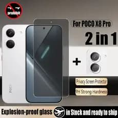 2 Em 1 POCO X8 Pro 5G Protetor De Tela De Privacidade De Vidro Temperado Anti-Espião Para Xiaomi M7 X7 F6 C65 M6 F7 C61