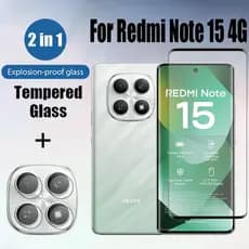 Redmi Note 15 4G 2 Em 1 HD Protetor De Tela De Vidro Temperado Para Xiaomi 14 13 Pro Plus + 5G Com Filme De Lente De Câm