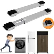 Suporte De Rodinhas Base Ajustável e Reforçada para Máquina de Lavar, Fogão, Geladeira, Móveis e Eletrodomésticos Domést