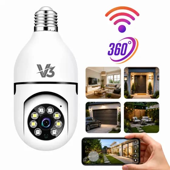 Câmeras de segurança a Prova D'água sem fio Wifi  360 full HD visão notturna Camera Lâmpada com app