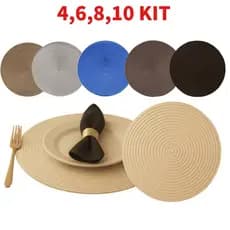 Jogo Americano Redondo Sousplat 39cm Mesa Posta Jantar Cozinha Decoração Lavável Trançado