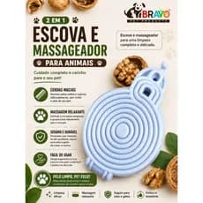 Escova Massageadora 2 em 1 para Pets Cães e Gatos Removedor de Pelos Escova de Banho Silicone Macio