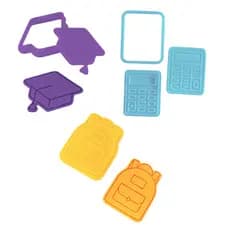 Cortador de Biscoito com Carimbo 7cm - Kit Dia dos Professores Mochila, Calculadora e Capelo