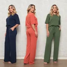 Conjunto Blusa e Calça Pantalona Conjunto Feminino em Moletinho Estilo e Conforto Moda Feminina