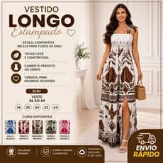 Vestido Longo Floral Tropical Estampa Feminino Alça de  Amarração Ajustável Caimento Impecável