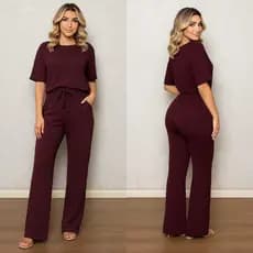 Look Completo moletinho Feminino Conjunto Blusa e Calça Moda Estiloso Roupa Confortável C/Elastico