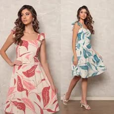 Vestido Com Alça Vestido Estampado Midi de Alça Elegante e Versátil Do Casual ao Social C/Forro