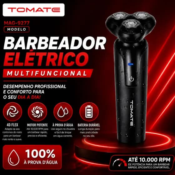Barbeador Elétrico Multifuncional 4D Recarregável À Prova D’Água Bivolt