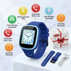 Smartwatch Infantil Com Camêra de video ,SOS, Câmera, Jogos e Controle Parental