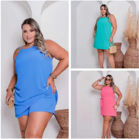 Vestido Feminino Duna Macaquinho Plus Size Curto Confortavel