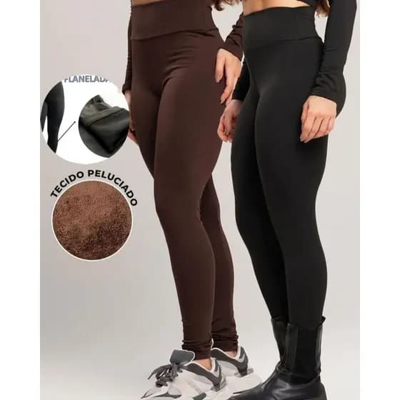 CALÇA LEGGING FEMININA FLANELADO PELUCIADA CINTURA ALTA TERMICA INVERNO SUPER QUENTE E CONFORTAVEL