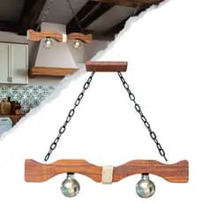 Lustre De Teto Rústico Estilo Fazenda Casa de Campo Luminária Pendente Com Corrente Caibro Canga