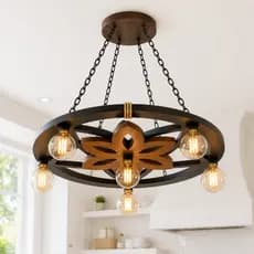 Luminária Lustre Pendente Rustico Roda Mandala Detalhes Corda Sisal Gigante 90cm Estilo Caibro Carroça - Bivolt