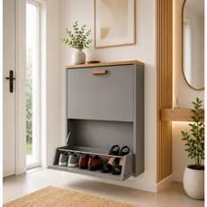 Sapateira Suspensa De Parede Vertical 2 Portas Basculante Moderna Estilo Minimalista Organizar