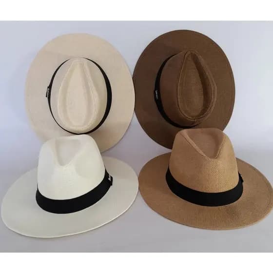 Chapéu Panamá Palha Moda Shantung Unissex Aba Larga Casual Praia