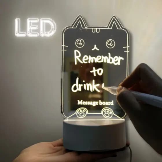 LUMINÁRIA TIPO LOUSA DE ESCREVER GATINHO LED QUARTO DECORAÇÃO INFANTIL