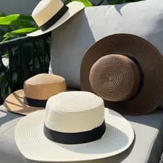 Chapéu Aba Média Paris Praia Dobrável Verão Feminino Palha Maleável
