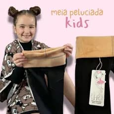 Meia Calça Térmica Infantil Forrada Peluciada Translucida De Lã Grossa Inverno