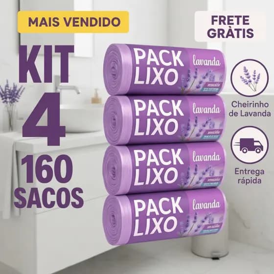 Kit 4 Sacos De lixo Perfumados Lavanda Para Pia Cozinha e Banheiro Anti Odor