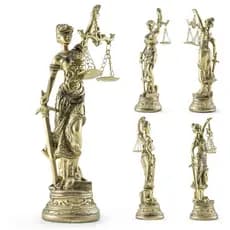 Estátua Deusa Da Justiça Direito Artêmis Dourada Para Decoração De Escritório Advogados Sala Mesa em Resina Luxo18cm