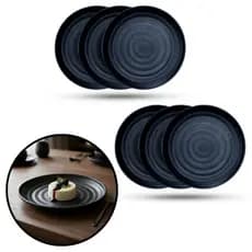 Jogo 6 Pratos Rasos De Sobremesa Pretos Melamina Tóquio Resistente Para Sushi Comida Japonesa Mesa Posta Restaurante