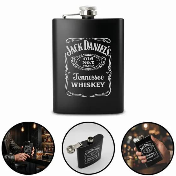 Cantil De Bolso Porta Whisky Bebidas Água De Inox Couro Garrafa Portátil Para Jaqueta Presente Masculino Lazer Bar 250ml