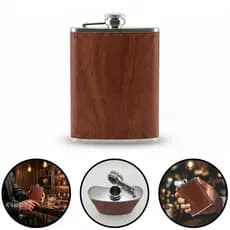 Cantil De Bolso Inox Couro Porta Whisky Bebidas Água Garrafa Portátil Para Jaqueta Presente Masculino Bar Lazer 250ml