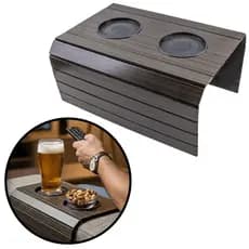 Descaso De Copos Para Braço De Sofá Madeira Marrom Retrátil 2 Lugares Grande Sala De Estar Bandeja Resistente 50x32cm