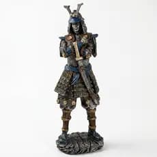 Estátua Guerreiro Samurai Shogun Decorativo Portanto Uma Espada Katana Escultura De Resina Grande Temática Oriental 40cm