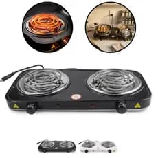 Fogareiro Cooktop Elétrico 2 Bocas Portátil Balcão 43x24cm Fogão De Camping Cozinha Indução 220v Leve Resistente