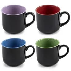 Jogo 4 Xícaras De Café Pretas Em Cerâmica Esmaltadas 90ml Ideal Para Servir Mesa Cozinha Decoração Elegantes Pequenas