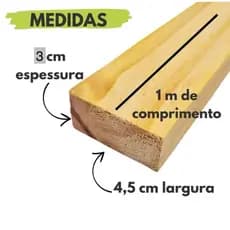 Ripa Sarrafo de madeira pinus seco e aparelhado, 100x4,5x2