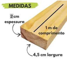 Ripa Sarrafo de madeira pinus 100x4,5x2cm seco e aparelhado para artesanato, construção, etc...
