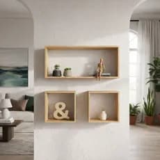 3 Nichos de madeira maciça 40x25, organiza e decora