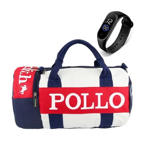 KIT Bolsa Masculina Mochila Feminina + RELÓGIO smart Lona Fitnes Academia Treino Cross fit Muay-thay Jui-jitsu