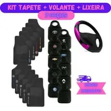 Jogo Automotivo Capa de Volante Rosa + Tapete 5 peças + Lixinho Personalizado
