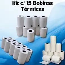 Kit com 15 Bobinas Térmicas Para Maquinas de Cartão e Impressoras Portáteis