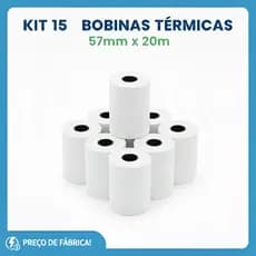 Kit 15 Bobinas Térmicas 57mmx20m ATACADO p/ Moderninha Cielo SumUp Impressora Portatil