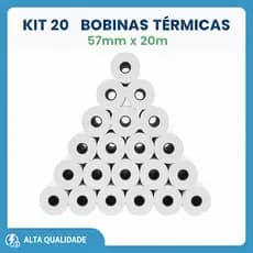 Bobina Térmica 57mm KIT 20 Rolos 57x20m p/ Maquininha Moderninha Point Pro Cielo ZIP